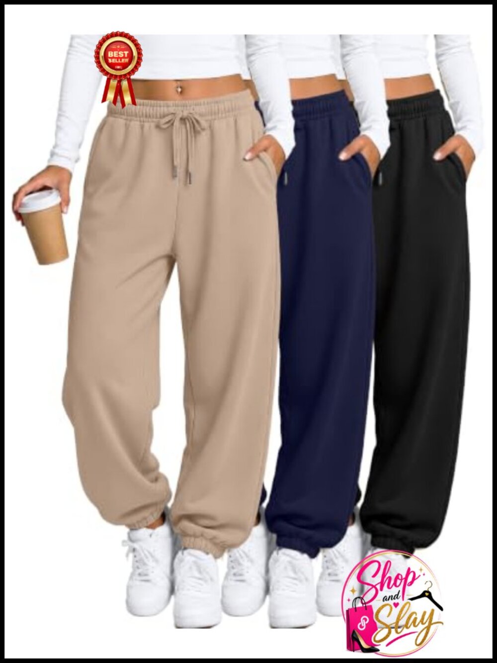 3 Pack Womens Baggy Wide Leg Sweatpants Lounge Jogger